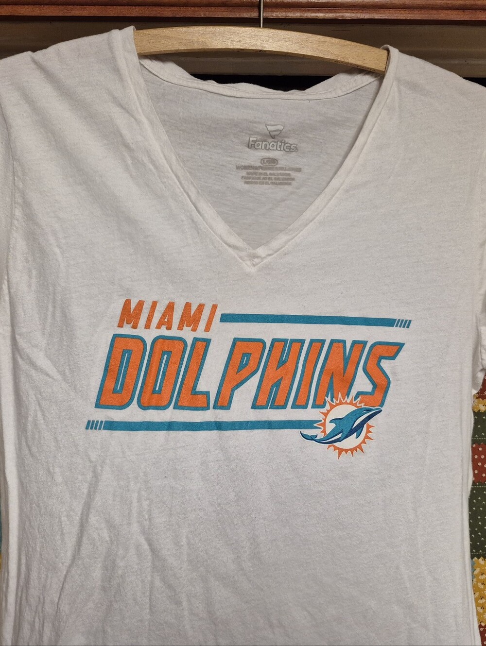 Fanatics Miami Dolphins White V-Neck Graphic Tee